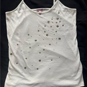 Juicy Couture Y2K Rhinestone Tank Top | Cream | Size L